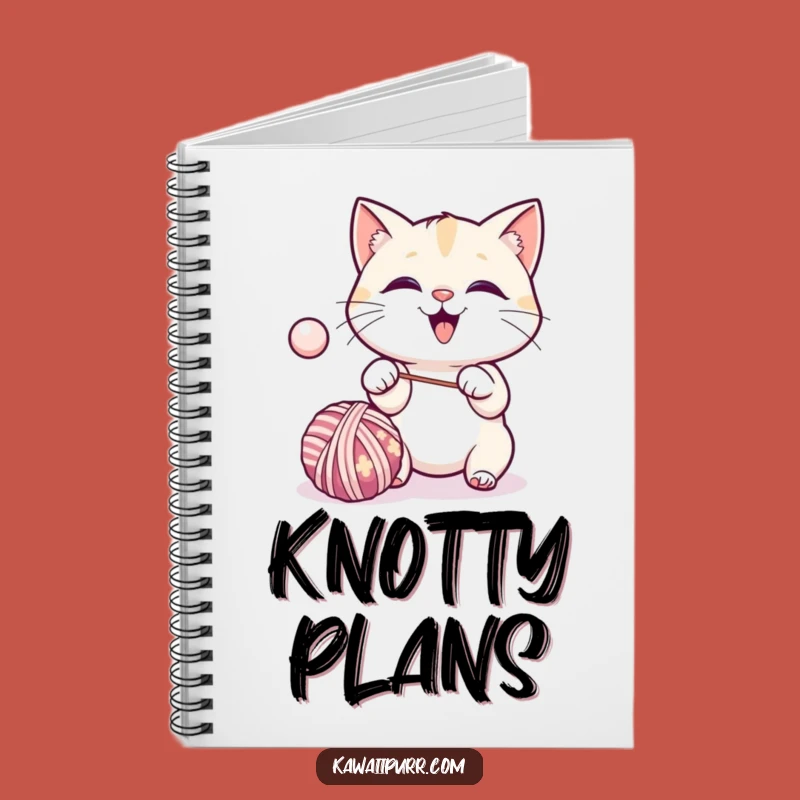 Funny Kawaii Cat Yarn Notebook: Journal Excited Feline Ideas Gift