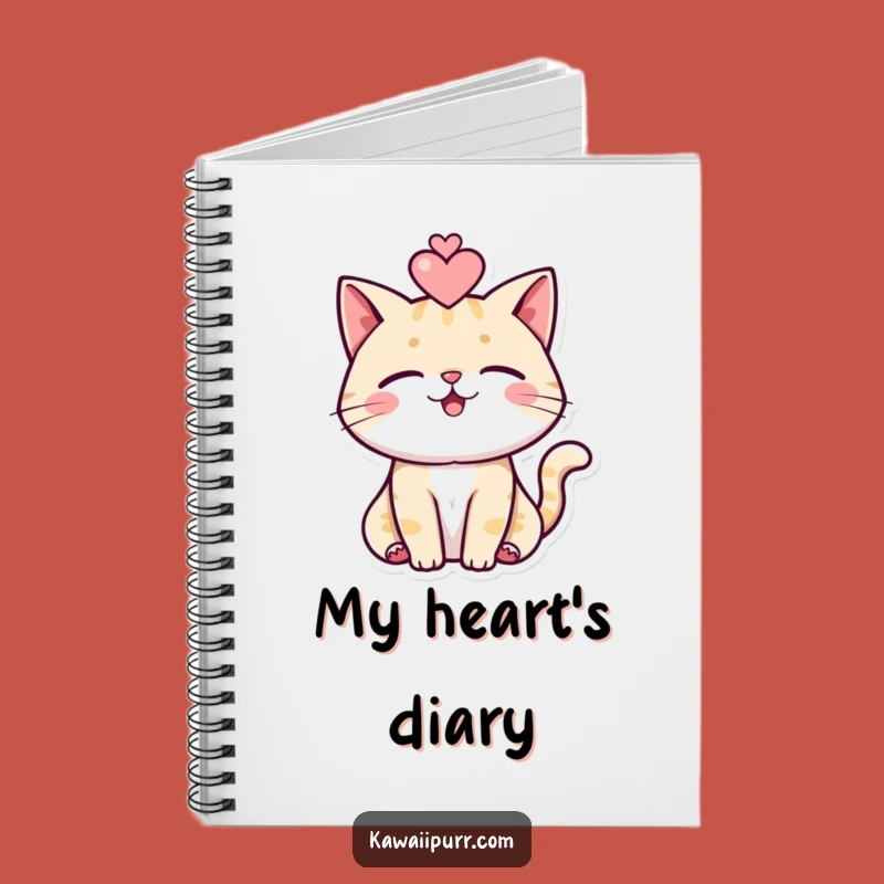 Funny Purring Cat Notebook: Heart Design Journal, Perfect Funny Gift for Writers & Cat Lovers!
