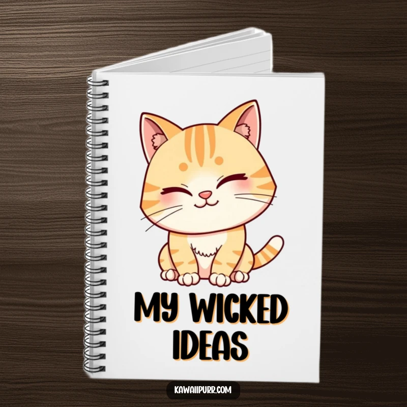 Funny Notebook featuring a cat character winking with a mischievous grin, ideal for jotting down notes with playful and humorous charm.