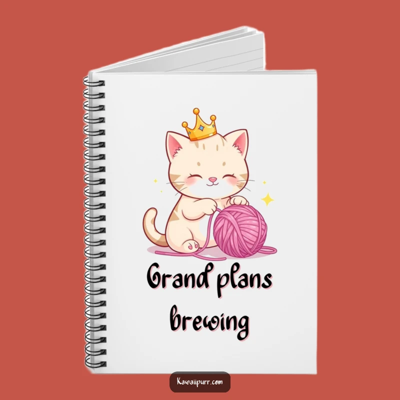 Journal Funny Crown Cat Yarn Notebook, Royal Feline Diary, Inspiring Funny Gift