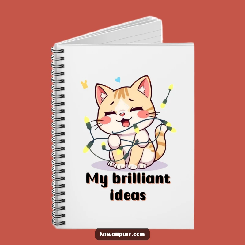 Funny Kawaii Cat Lights Notebook: Journal Distressed Feline Ideas Gift