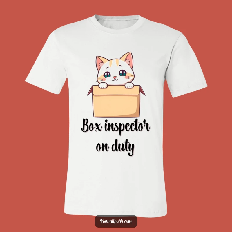 Funny Cat Box Peering T-Shirt: Hilarious Feline Curiosity for Everyday Fun, Great Gift
