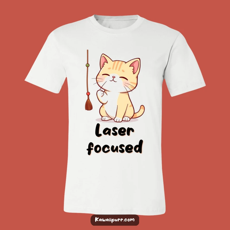 Funny Kawaii Cat String T-Shirt: Concentrated Feline Play Tee Gift