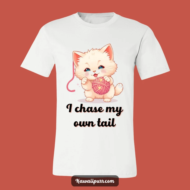 Funny Kitten Yarn Ball T-Shirt - Playful Cat Humor Apparel