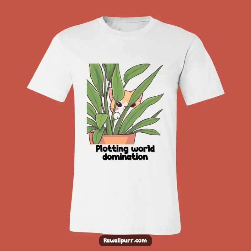 Funny Peek-a-Boo Cat T-Shirt: Playful Houseplant Hider Tee, Great Funny Gift