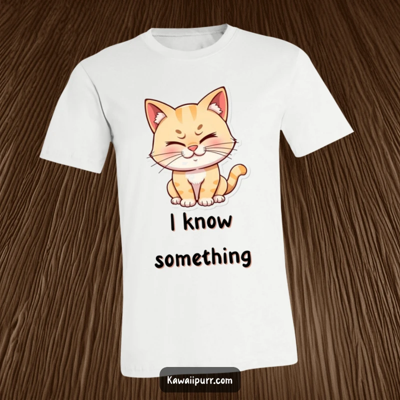 Funny cat character winking with a mischievous grin, printed on a comfortable t-shirt, radiating sly humor and playful personality.
