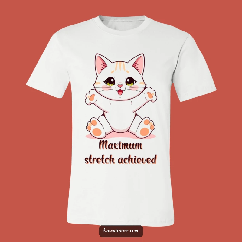 Funny Cat Stretching T-Shirt: Hilarious Feline Wake-Up Style, Perfect for Active Fun
