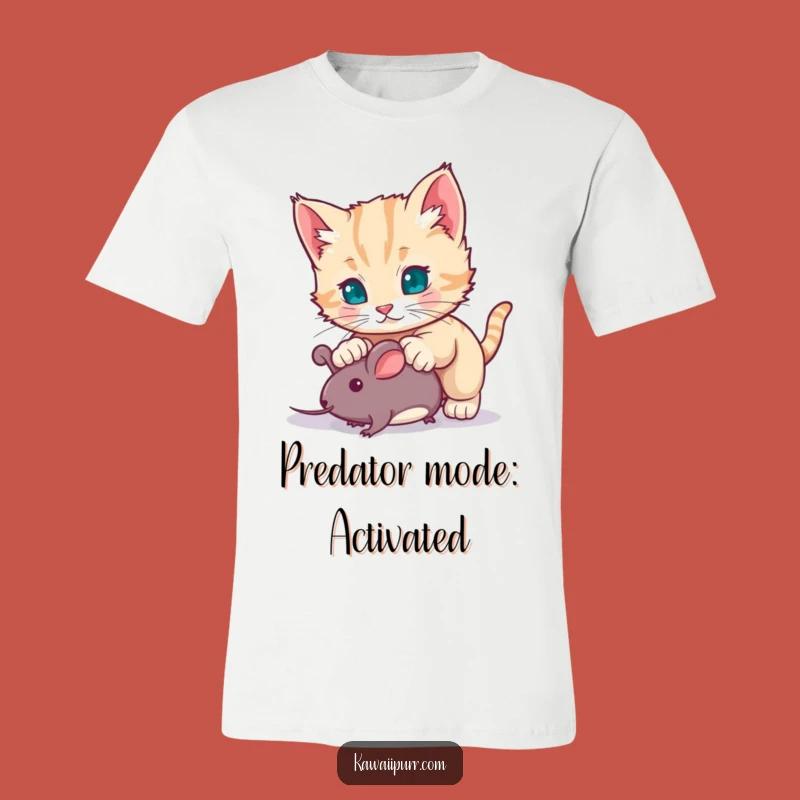Funny Kitten Pouncing T-Shirt: Playful Cat Character Toy Mouse Tee Gift