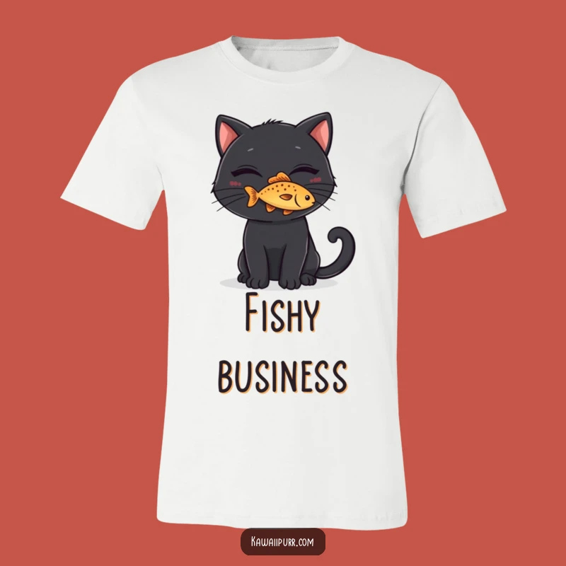 Sly Trickster Funny Black Cat Fish Tee, Mischievous Feline Shirt, Great Funny Gift