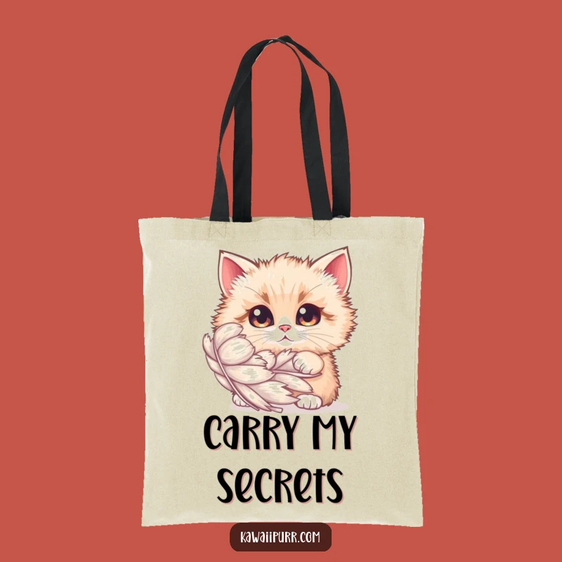 Chic Funny Cat Feather Tote Bag, Curious Feline Shopper, Stylish Funny Gift