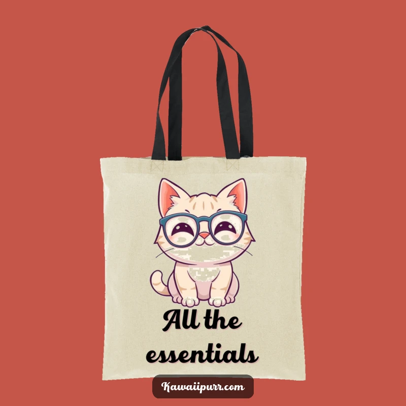 Funny Kawaii Cat Glasses Tote Bag: Chic Wiggling Ears Feline Accessory Gift