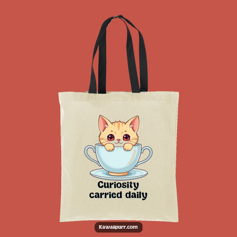 Funny Kawaii Cat Tote Bag: Carry Your Essentials with Cute Curiosity Gift