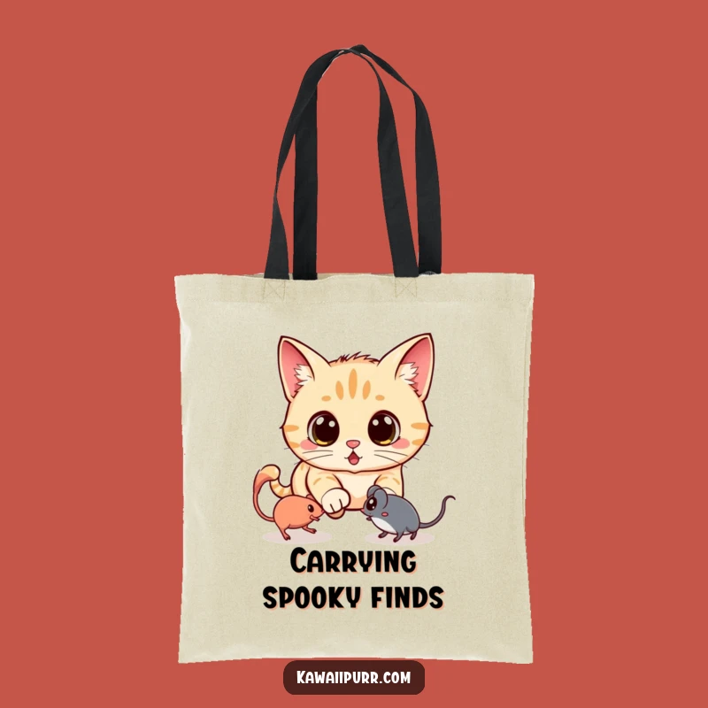 Funny Kawaii Ghost Mouse Cat Tote Bag: Carry Your Haul with Humor