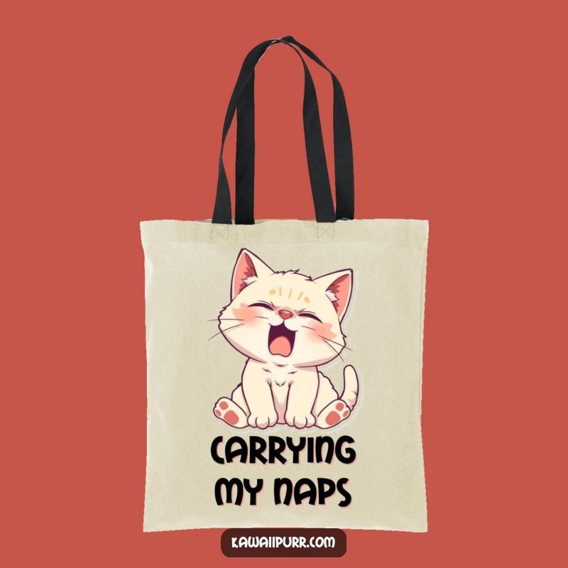 Funny Lazy Kitten Tote Bag: Carry Your Relaxation with a Yawning Character.