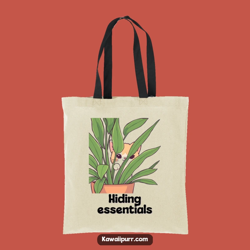 Funny Peek-a-Boo Cat Tote Bag: Playful Houseplant Carry-All, Unique Funny Gift
