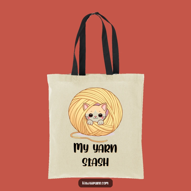 Funny Peek-a-Boo Cat Yarn Tote Bag: Carry Playful Surprise!