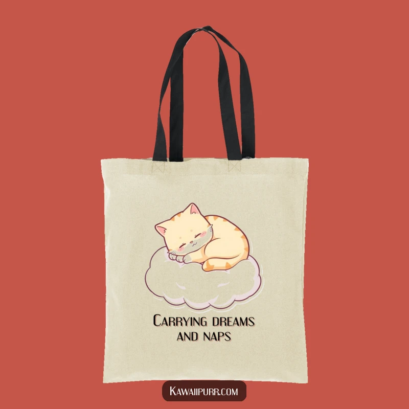 Funny Sleepy Cat Cloud Tote Bag Carry Your Essentials with Cozy Feline Charm Funny Gift