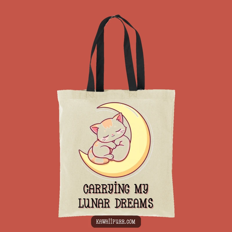 Funny Sleepy Moon Cat Tote Bag - Carry Your Dreams with Style!