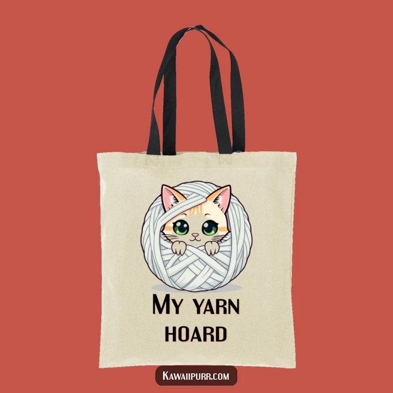 Funny Peeking Cat Yarn Tote Bag: Carry Your Secrets!